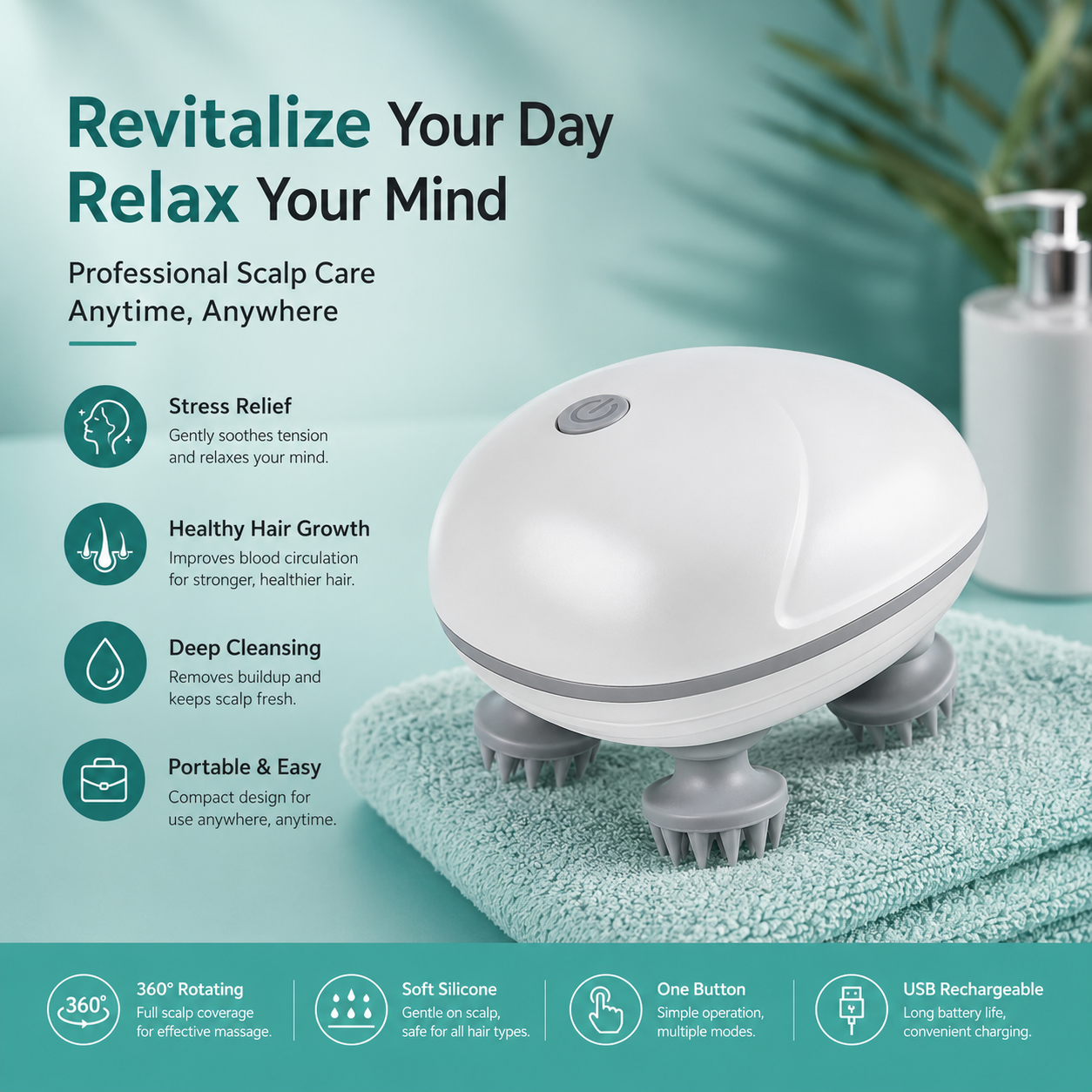 Rechargeable Hair & Scalp Massager Use All Over Body